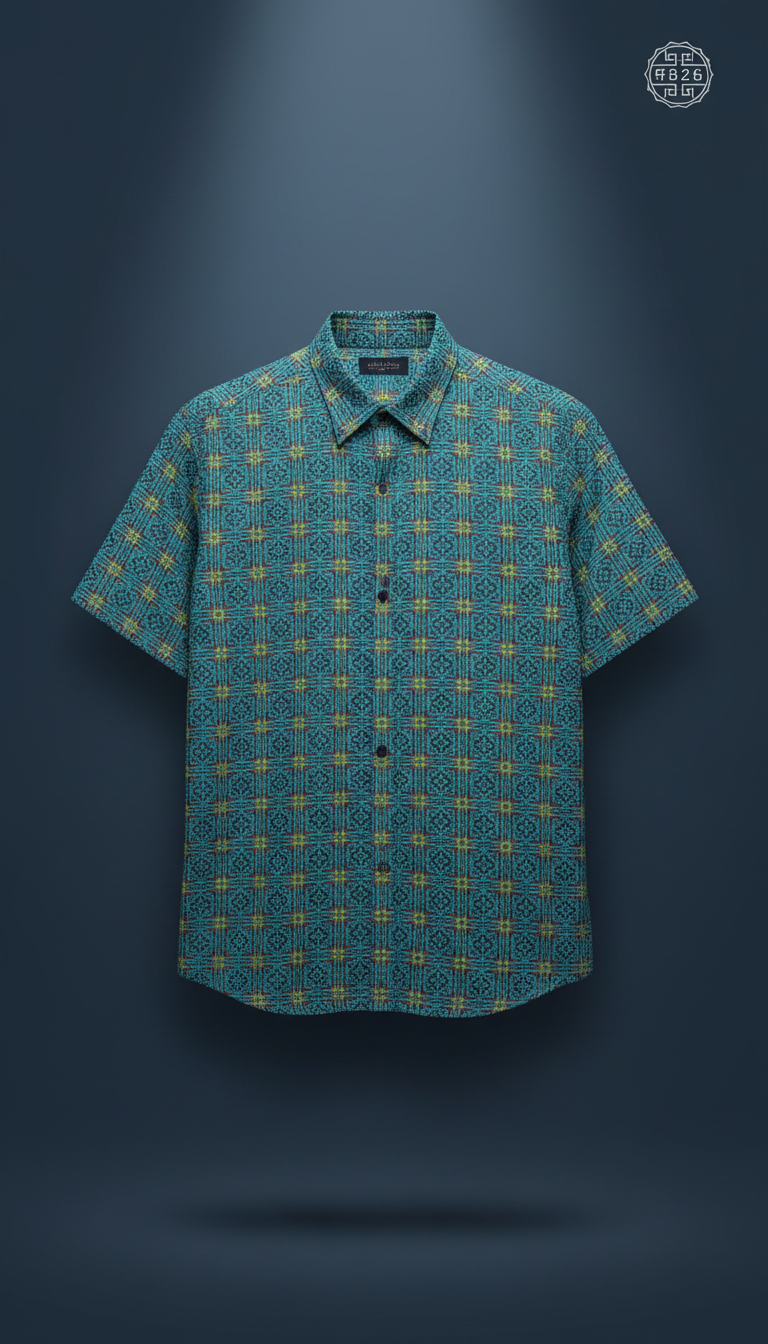 Turquoise Thread Patterned Shirt